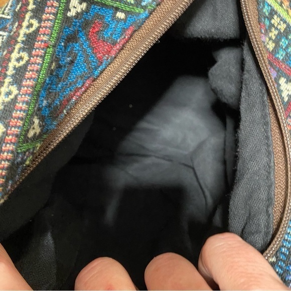 Boho Tribal Woven Backpack with Simba Zipper Charm – Blue Multicolor - Picture 5 of 5